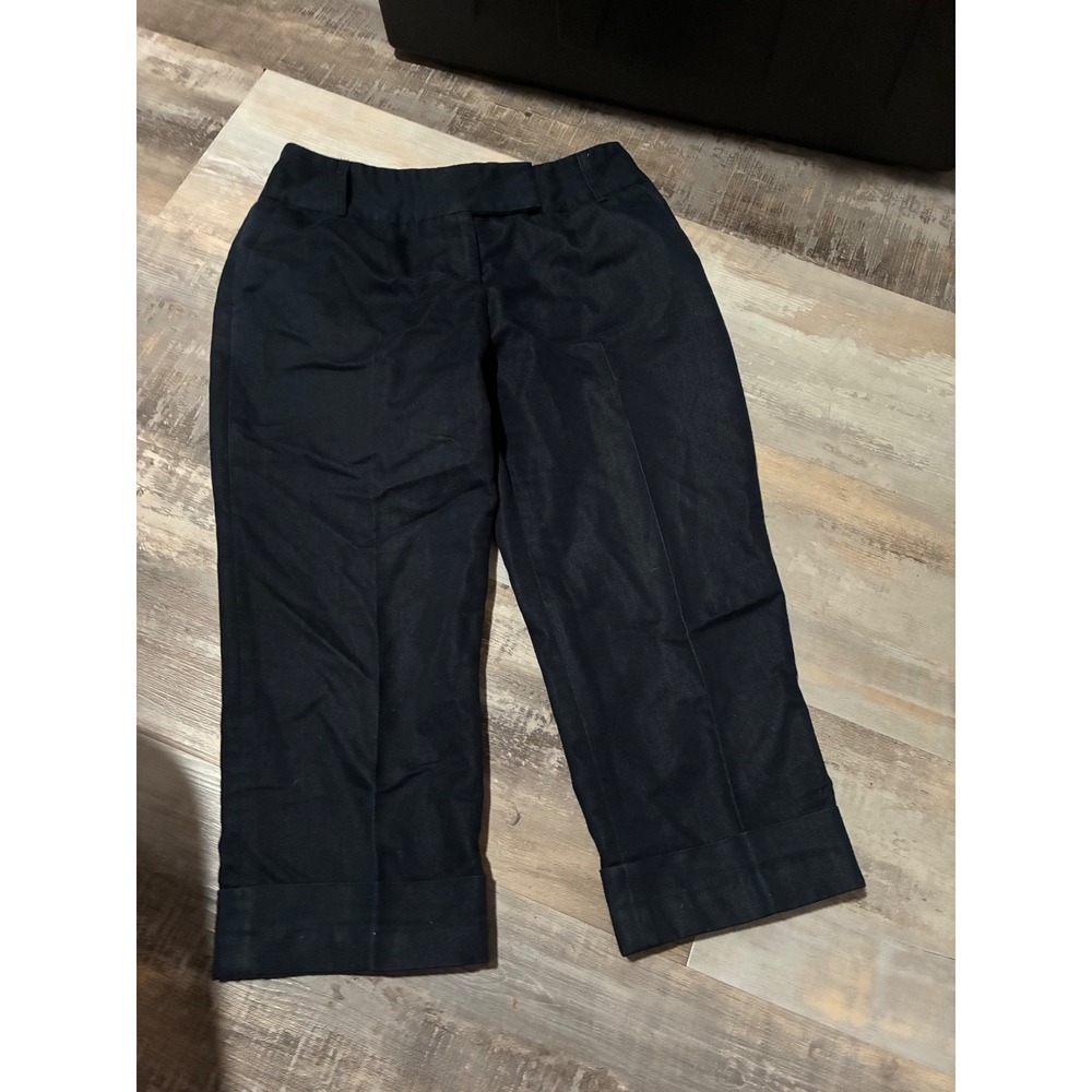 Grace Elements Navy Blue Cropped Capri Pants Cuffed Hem Size 6 Stretch Cotton